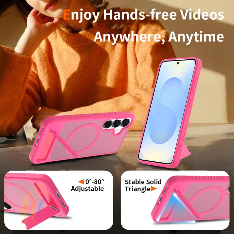 For Samsung Galaxy S23 5G Frosted Holder PC Hybrid TPU MagSafe Phone Case