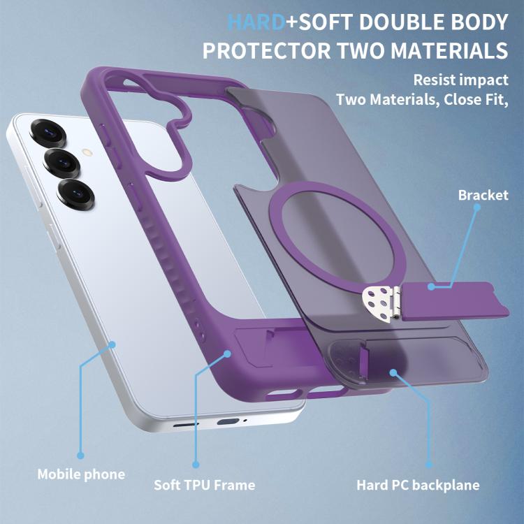 For Samsung Galaxy S23 5G Frosted Holder PC Hybrid TPU MagSafe Phone Case