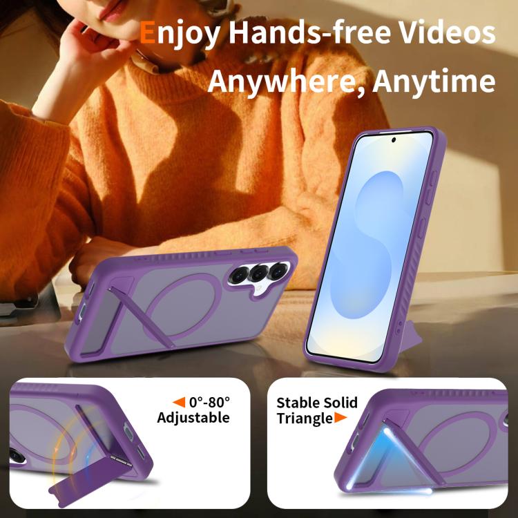 For Samsung Galaxy S23 5G Frosted Holder PC Hybrid TPU MagSafe Phone Case