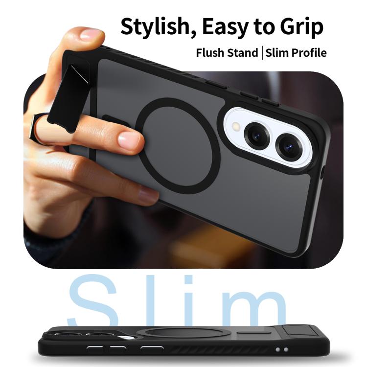 For Samsung Galaxy S25 Edge 5G Frosted Holder PC Hybrid TPU MagSafe Phone Case