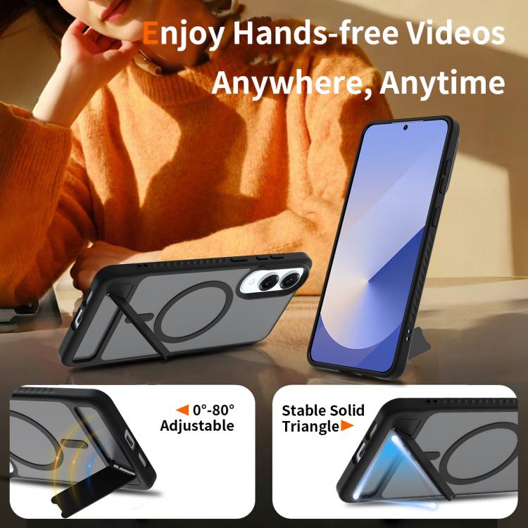 For Samsung Galaxy S25 Edge 5G Frosted Holder PC Hybrid TPU MagSafe Phone Case