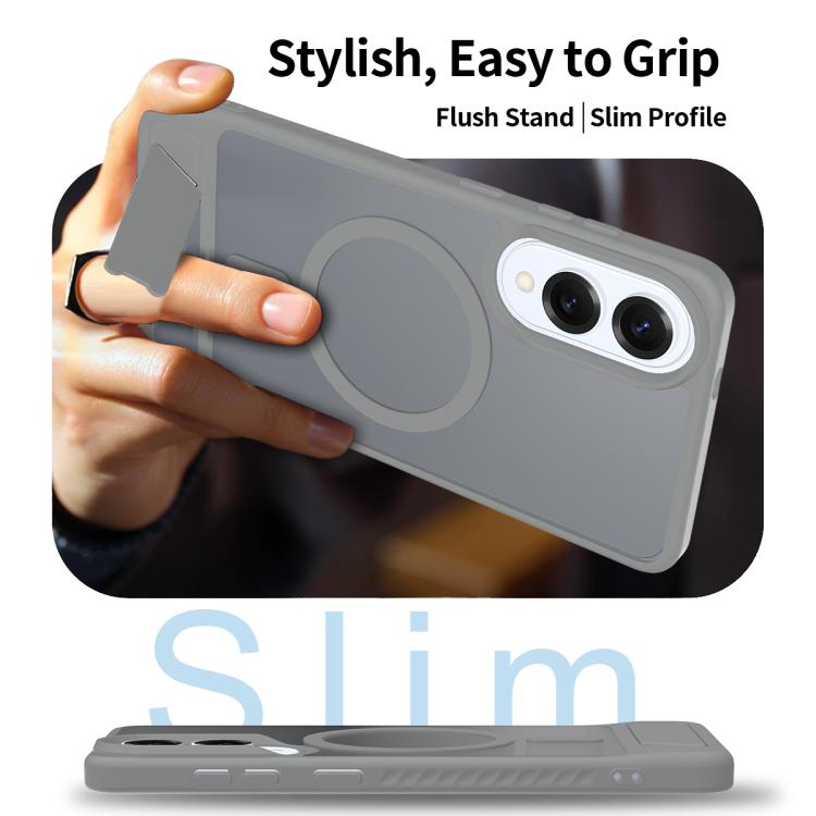 For Samsung Galaxy S25 Edge 5G Frosted Holder PC Hybrid TPU MagSafe Phone Case