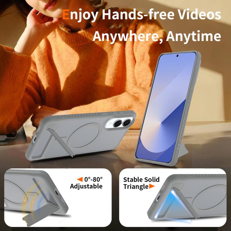 For Samsung Galaxy S25 Edge 5G Frosted Holder PC Hybrid TPU MagSafe Phone Case