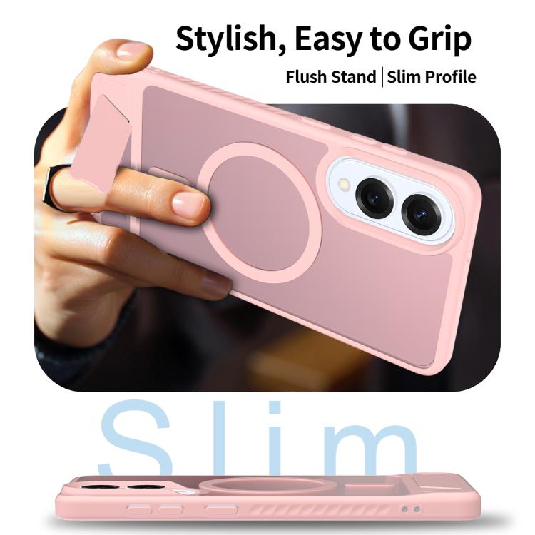 For Samsung Galaxy S25 Edge 5G Frosted Holder PC Hybrid TPU MagSafe Phone Case
