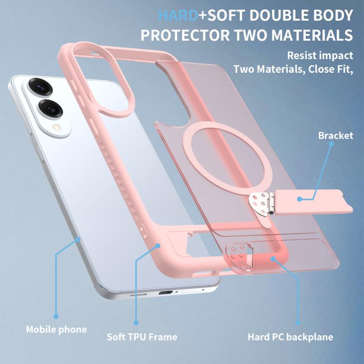 For Samsung Galaxy S25 Edge 5G Frosted Holder PC Hybrid TPU MagSafe Phone Case