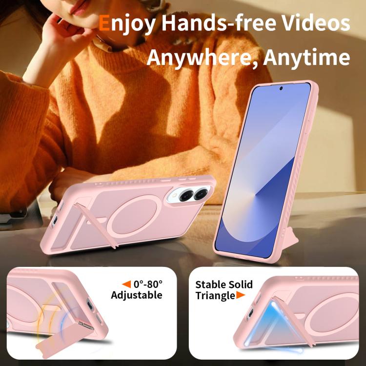 For Samsung Galaxy S25 Edge 5G Frosted Holder PC Hybrid TPU MagSafe Phone Case