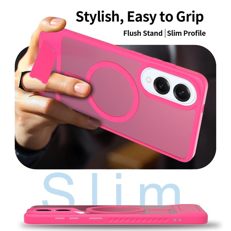 For Samsung Galaxy S25 Edge 5G Frosted Holder PC Hybrid TPU MagSafe Phone Case