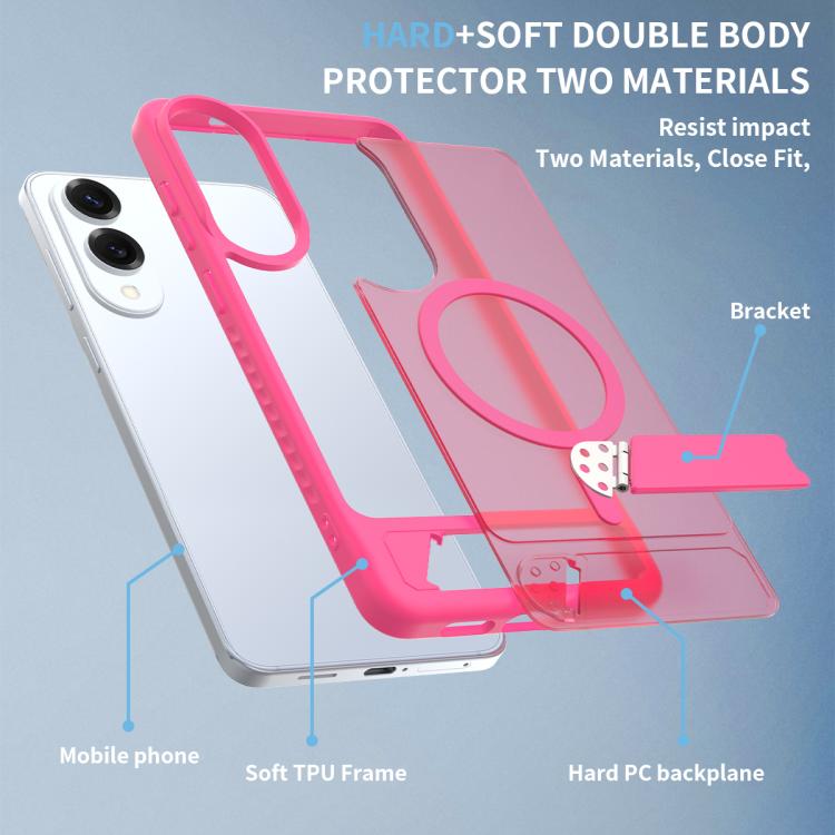 For Samsung Galaxy S25 Edge 5G Frosted Holder PC Hybrid TPU MagSafe Phone Case