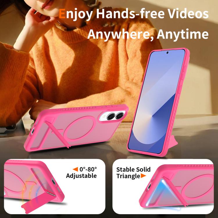 For Samsung Galaxy S25 Edge 5G Frosted Holder PC Hybrid TPU MagSafe Phone Case