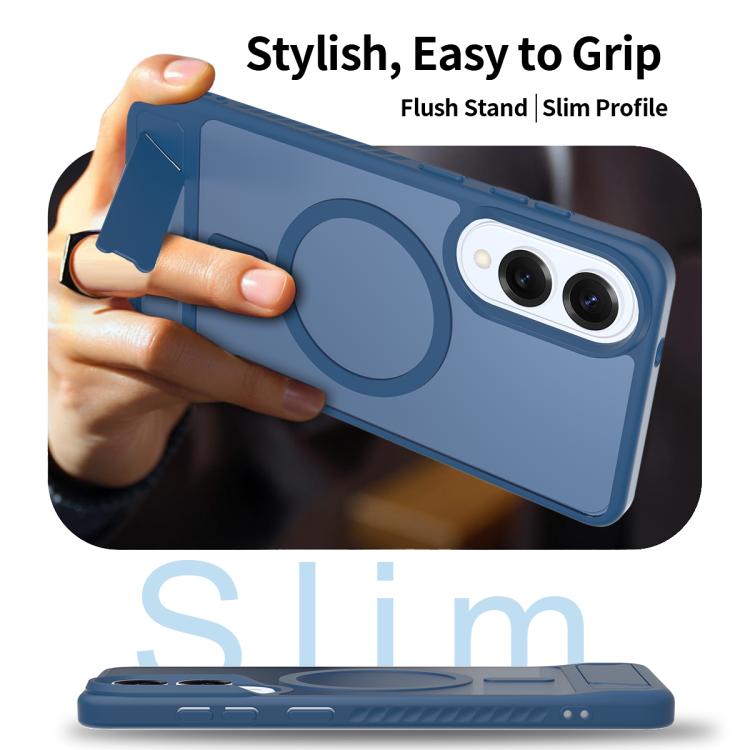 For Samsung Galaxy S25 Edge 5G Frosted Holder PC Hybrid TPU MagSafe Phone Case