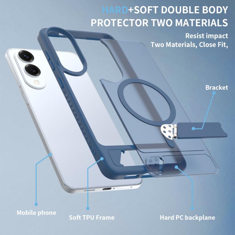 For Samsung Galaxy S25 Edge 5G Frosted Holder PC Hybrid TPU MagSafe Phone Case