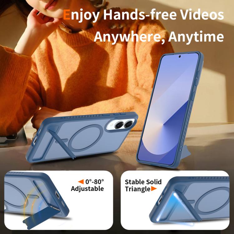 For Samsung Galaxy S25 Edge 5G Frosted Holder PC Hybrid TPU MagSafe Phone Case