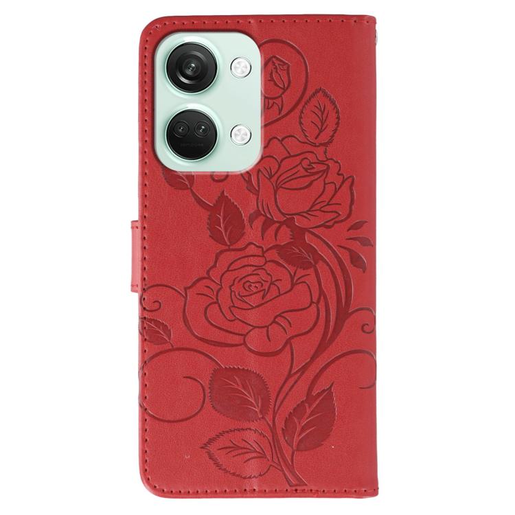 For OnePlus Nord 3 5G / Ace 2V Rose Butterfly Embossed Leather Phone Case