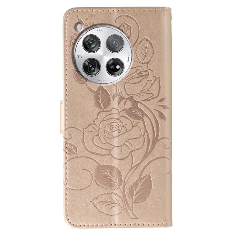 For OnePlus 12 Rose Butterfly Embossed Leather Phone Case