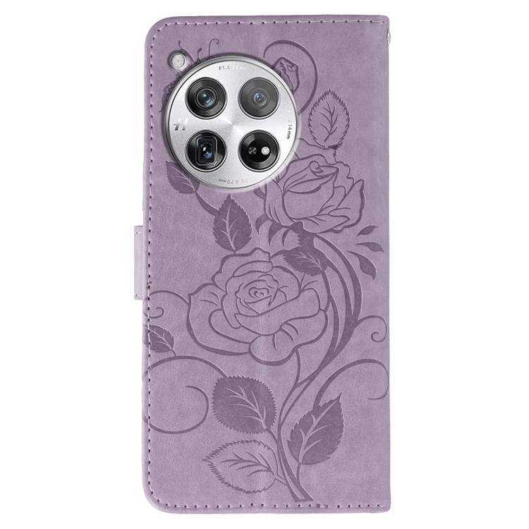 For OnePlus 12 Rose Butterfly Embossed Leather Phone Case