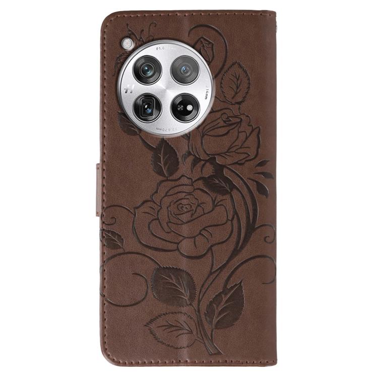 For OnePlus 12 Rose Butterfly Embossed Leather Phone Case
