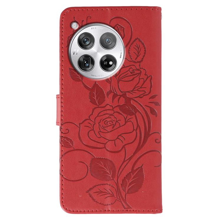 For OnePlus 12 Rose Butterfly Embossed Leather Phone Case