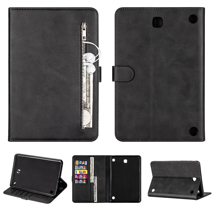 For Samsung Galaxy Tab A8.0 (2015) T35 Fashion Calf Texture Zipper Horizontal Flip Leather Case with Stand & Card Slots & Wallet & Wake-up / Sleep Function