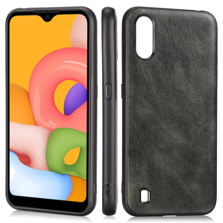 For Samsung Galaxy A01 / M01 Crazy Horse Textured Calfskin PU+PC+TPU Case