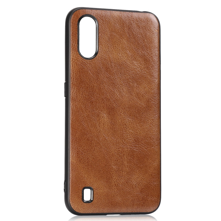 For Samsung Galaxy A01 / M01 Crazy Horse Textured Calfskin PU+PC+TPU Case