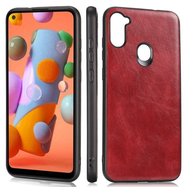 For Samsung Galaxy A11 / M11 Crazy Horse Textured Calfskin PU+PC+TPU Case