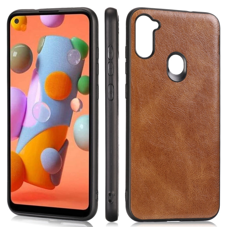 For Samsung Galaxy A11 / M11 Crazy Horse Textured Calfskin PU+PC+TPU Case