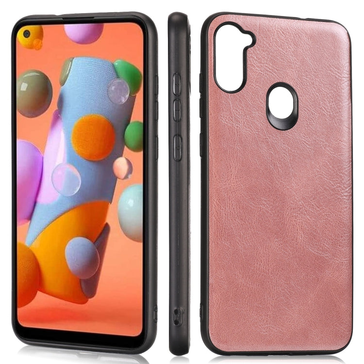 For Samsung Galaxy A11 / M11 Crazy Horse Textured Calfskin PU+PC+TPU Case