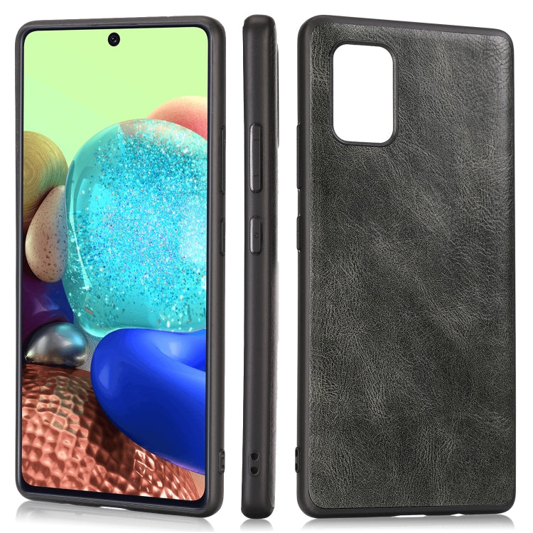 For Samsung Galaxy A71 5G Crazy Horse Textured Calfskin PU+PC+TPU Case