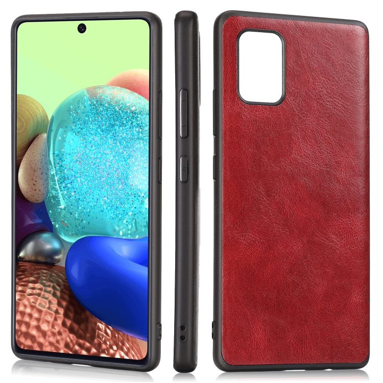 For Samsung Galaxy A71 5G Crazy Horse Textured Calfskin PU+PC+TPU Case