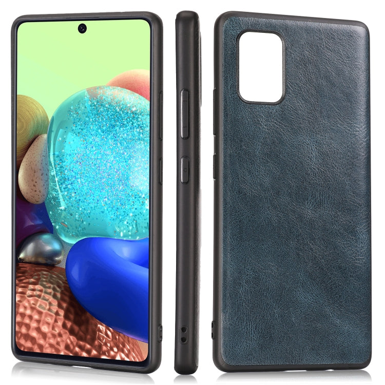For Samsung Galaxy A71 5G Crazy Horse Textured Calfskin PU+PC+TPU Case