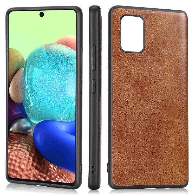 For Samsung Galaxy A71 5G Crazy Horse Textured Calfskin PU+PC+TPU Case