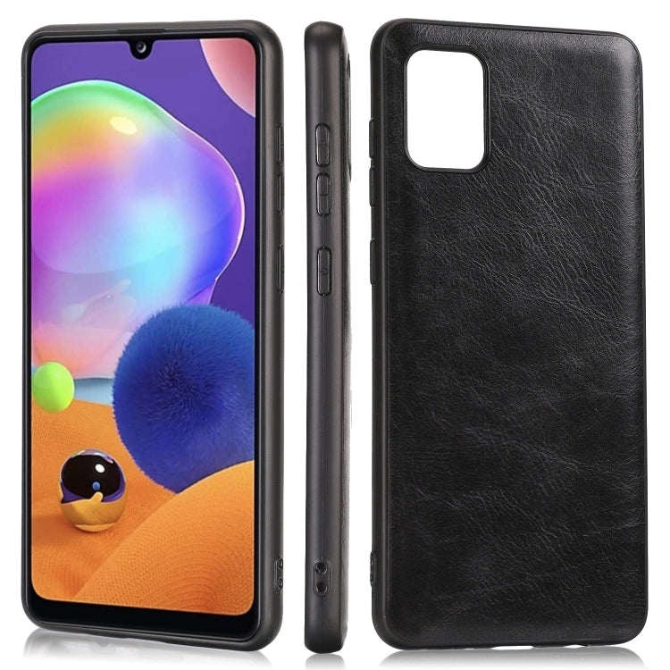 For Samsung Galaxy A31 Crazy Horse Textured Calfskin PU+PC+TPU Case