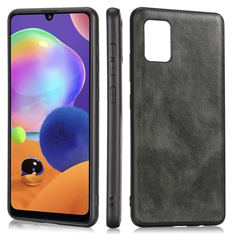 For Samsung Galaxy A31 Crazy Horse Textured Calfskin PU+PC+TPU Case