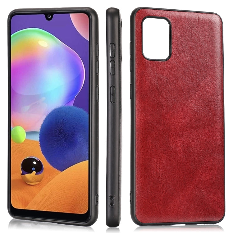 For Samsung Galaxy A31 Crazy Horse Textured Calfskin PU+PC+TPU Case