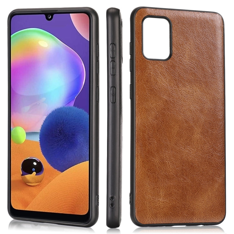 For Samsung Galaxy A31 Crazy Horse Textured Calfskin PU+PC+TPU Case