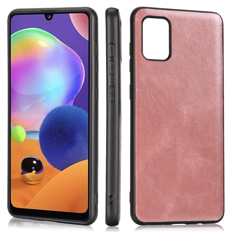 For Samsung Galaxy A31 Crazy Horse Textured Calfskin PU+PC+TPU Case
