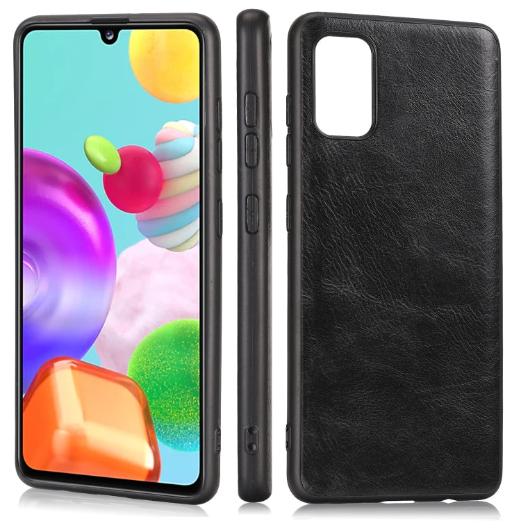 For Samsung Galaxy A41 (EU) Crazy Horse Textured Calfskin PU+PC+TPU Case