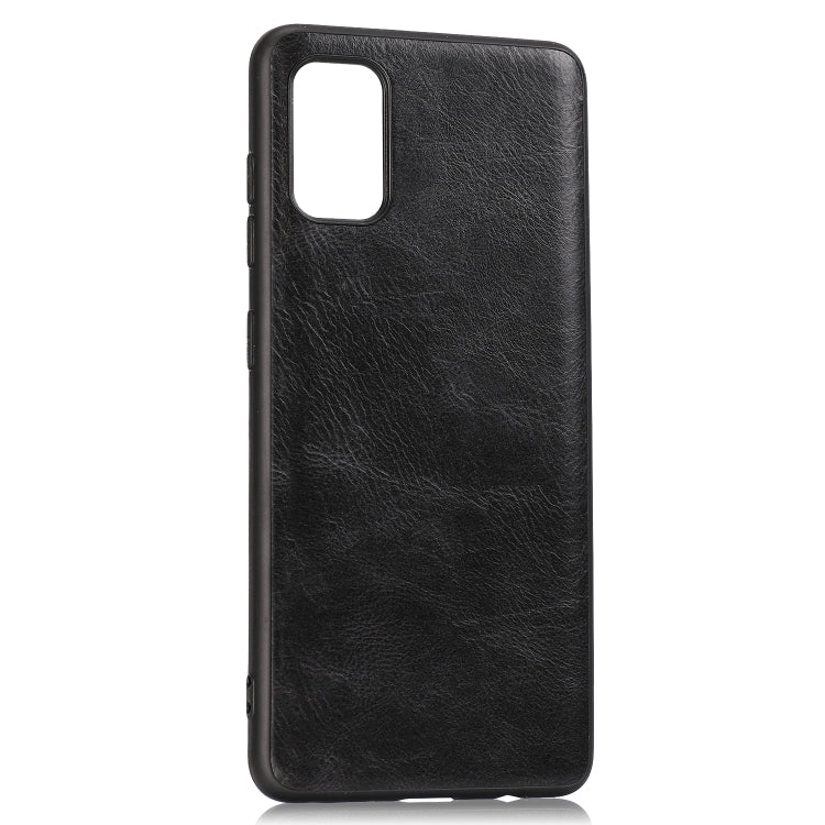For Samsung Galaxy A41 (EU) Crazy Horse Textured Calfskin PU+PC+TPU Case