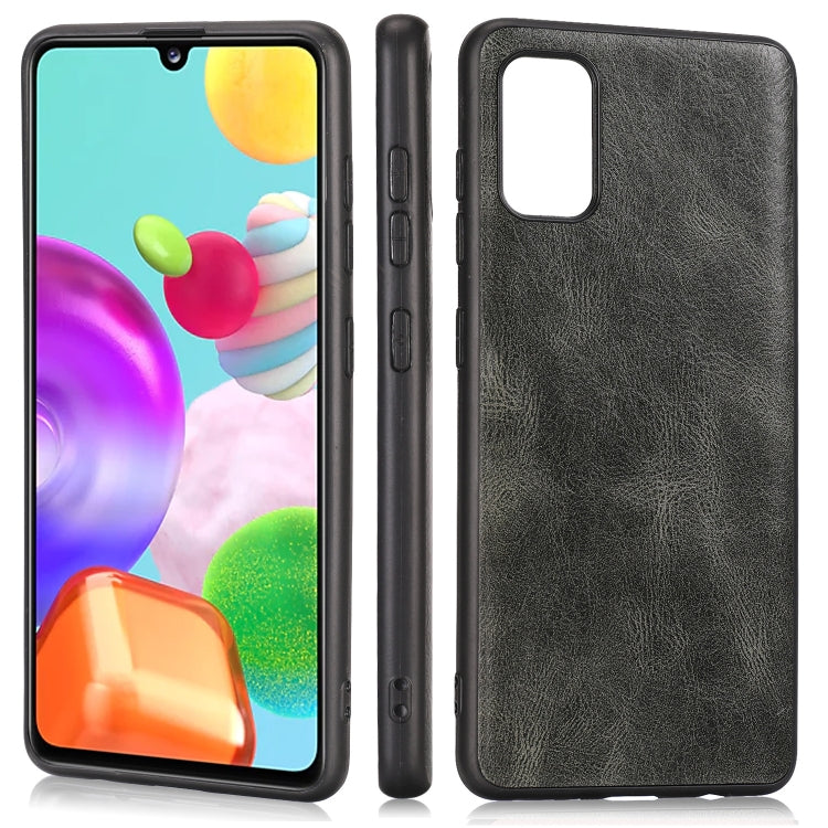 For Samsung Galaxy A41 (EU) Crazy Horse Textured Calfskin PU+PC+TPU Case