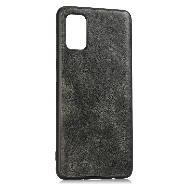 For Samsung Galaxy A41 (EU) Crazy Horse Textured Calfskin PU+PC+TPU Case