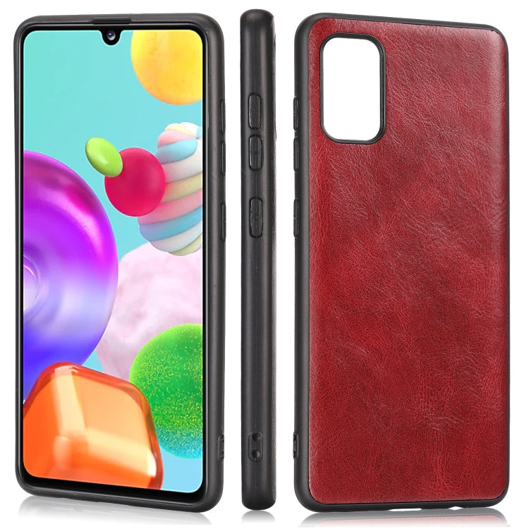 For Samsung Galaxy A41 (EU) Crazy Horse Textured Calfskin PU+PC+TPU Case