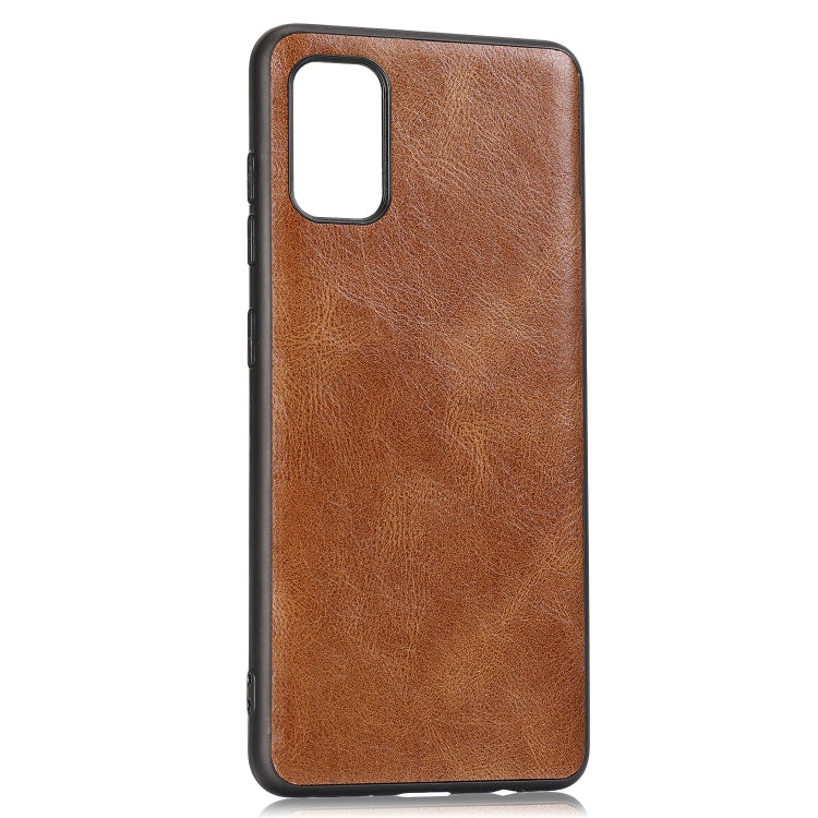 For Samsung Galaxy A41 (EU) Crazy Horse Textured Calfskin PU+PC+TPU Case
