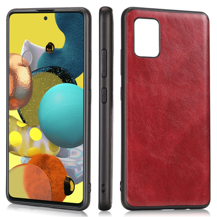 For Samsung Galaxy A51 5G Crazy Horse Textured Calfskin PU+PC+TPU Case