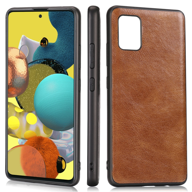 For Samsung Galaxy A51 5G Crazy Horse Textured Calfskin PU+PC+TPU Case