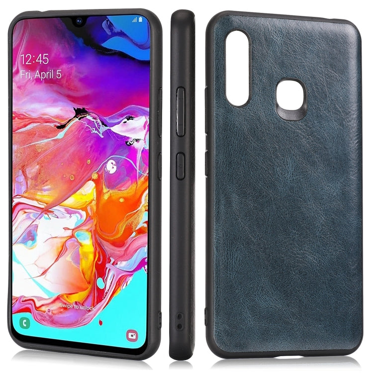 For Samsung Galaxy A70e Crazy Horse Textured Calfskin PU+PC+TPU Case