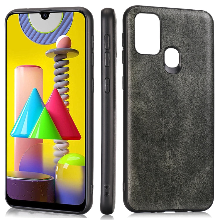 For Samsung Galaxy M31 Crazy Horse Textured Calfskin PU+PC+TPU Case