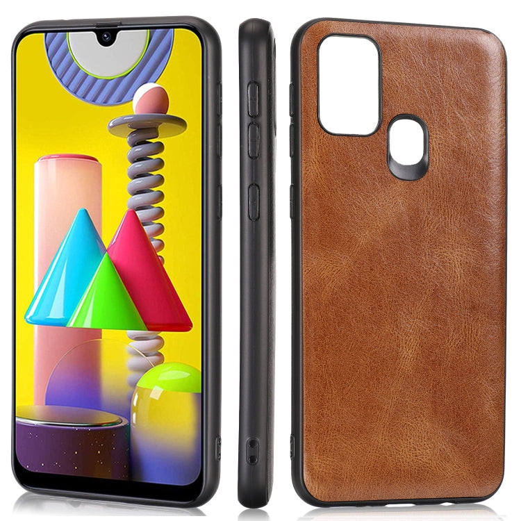 For Samsung Galaxy M31 Crazy Horse Textured Calfskin PU+PC+TPU Case
