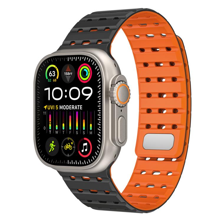 For Apple Watch 46mm / 49mm / 45mm / 44mm Two-Tone Breathable Magnetic Silicone Watch Band