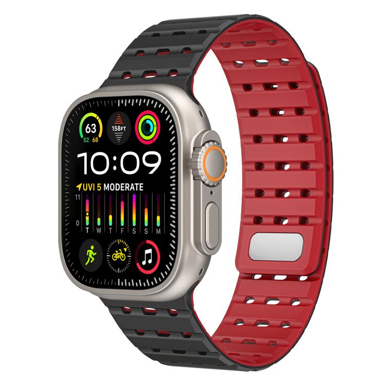 For Apple Watch 46mm / 49mm / 45mm / 44mm Two-Tone Breathable Magnetic Silicone Watch Band
