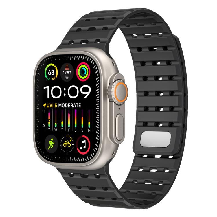 For Apple Watch 46mm / 49mm / 45mm / 44mm Two-Tone Breathable Magnetic Silicone Watch Band